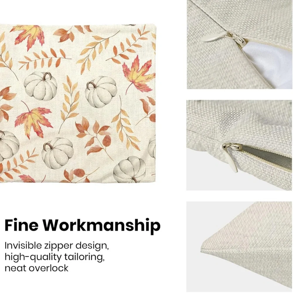 Set of 4 Indoor / Outdoor Fall decorative pillows 18x18 - Picture 3 of 5